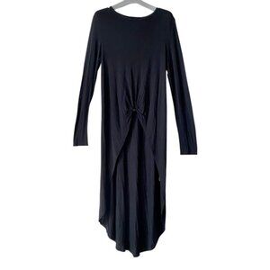 New Zara Black Twist Open Front Knotted T-Shirt Dress